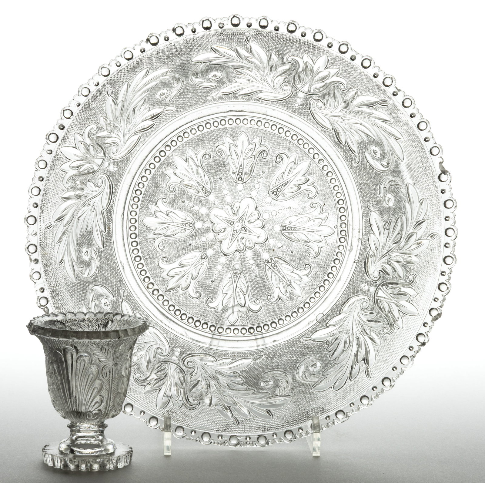 ASSORTED PRESSED LACY GLASS TABLE ARTICLES, LOT OF TWO (1 of 1)