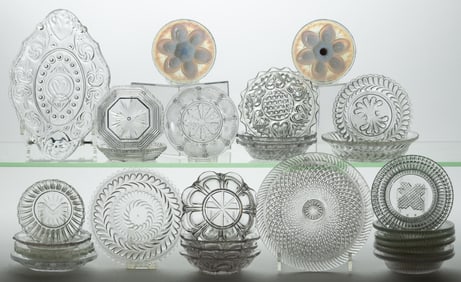 ASSORTED EARLY PRESSED GLASS ARTICLES, LOT OF 28