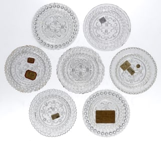 LEE/ROSE NO. 216 (TWO), 216-A, 216-B, 216-C, 217, AND 217-A CUP PLATES, LOT OF SEVEN