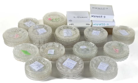 ASSORTED PRESSED GLASS CUP PLATES, LOT OF 83