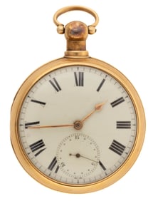 BURWELL / RANDOLPH FAMILY, CLARKE CO., VIRGINIA OWNED, ENGLISH GEORGIAN 18K YELLOW GOLD PAIR CASED