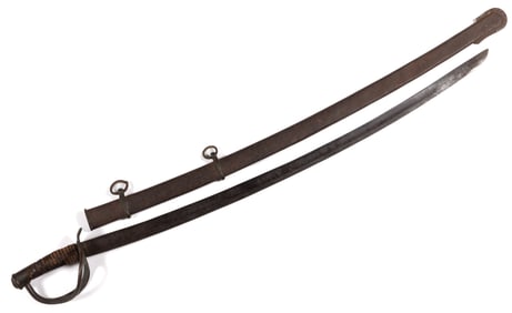 CIVIL WAR CONFEDERATE MANUFACTURED "DOG RIVER" CAVALRY SABER AND SCABBARD
