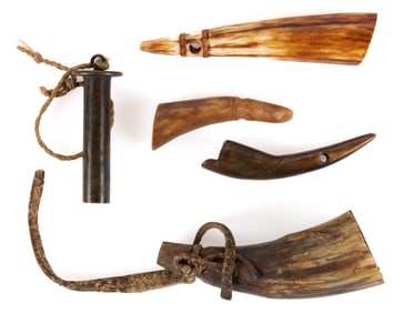 KENTUCKY RIFLE AND OTHER POWDER MEASURES, LOT OF FIVE