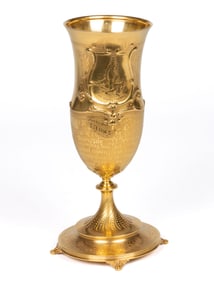 TIFFANY & CO. 18K YELLOW GOLD 1887 PRESENTATION CHALICE TO DR. JAMES L. CABELL, PROFESSOR OF