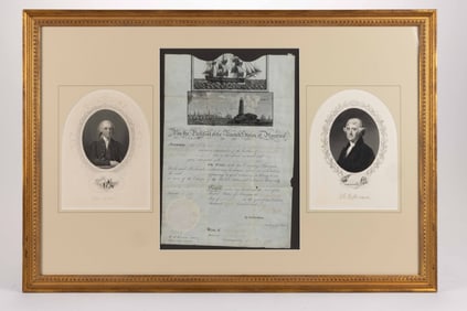 THOMAS JEFFERSON (1743-1826) AND JAMES MADISON (1751-1836) SIGNED SCALLOPED SHIP'S PASS