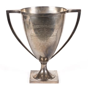 GORHAM STERLING SILVER LARGE 1909 PRESENTATION VASE / LOVING CUP TO EDWIN ANDERSON ALDERMAN, FIRST