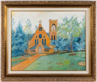 CHRISTIAN PERI (VIRGINIA, XX-XXI) PAINTING OF UNIVERSITY CHAPEL AT THE UNIVERSITY OF VIRGINIA,