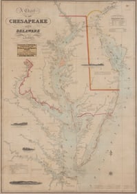FIELDING LUCAS (AMERICAN, 1781-1854) NAUTICAL CHART / MAP OF THE CHESAPEAKE AND DELAWARE BAYS