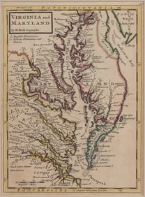 HERMAN MOLL (BRITISH, 1654-1732) MAP OF VIRGINIA, MARYLAND, AND THE CHESAPEAKE BAY