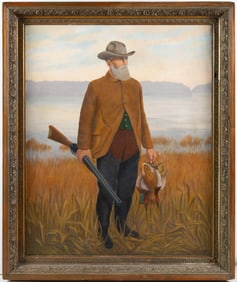 AMERICAN SCHOOL (LATE 19TH/EARLY 20TH CENTURY) SPORTING PORTRAIT OF A DUCK HUNTER