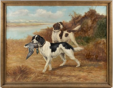 AMERICAN SCHOOL (19TH CENTURY) FOLK ART HUNTING / SPORTING SCENE PAINTING