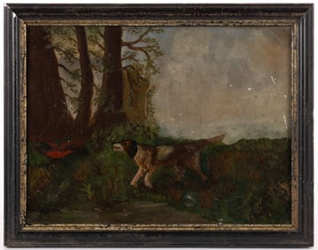 AMERICAN SCHOOL (19TH CENTURY) FOLK ART SPORTING / HUNTING SCENE