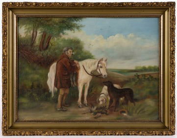 AMERICAN OR BRITISH SCHOOL (19TH CENTURY) FOLK ART HUNTING / SPORTING PAINTING