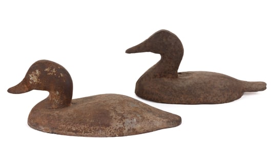 CAST-IRON SINK BOX DUCK DECOYS, LOT OF TWO