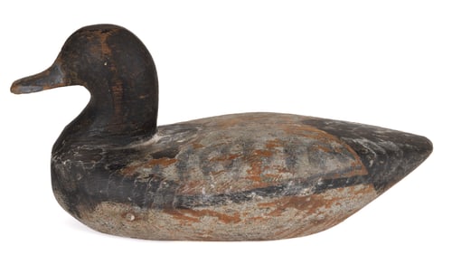 AMERICAN FOLK ART CARVED AND PAINTED DUCK DECOY