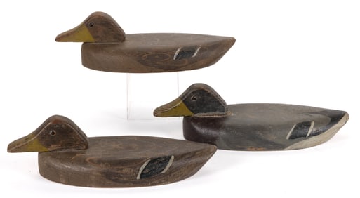 K & D KNOCK DOWN PAINTED MALLARD DUCK DECOYS, LOT OF THREE