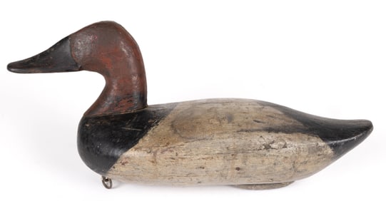 SAMUEL T. BARNES (HAVRE DE GRACE, MARYLAND, 1857-1926), CARVED AND PAINTED CANVASBACK DRAKE DECOY