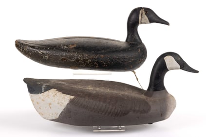 AMERICAN FOLK ART CARVED AND PAINTED CORK DUCK DECOYS, LOT OF TWO