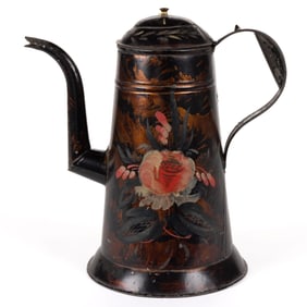 AMERICAN DECORATED TOLEWARE COFFEE POT