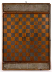 AMERICAN FOLK ART PAINTED PINE GAMEBOARD