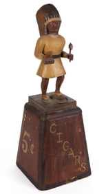 AMERICAN FOLK ART CARVED AND PAINTED TOBACCO / CIGAR STORE COUNTER-TOP TRADE FIGURE