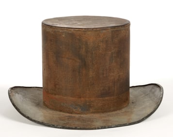 AMERICAN FOLK ART PAINTED SHEET-IRON HABERDASHER TRADE SIGN