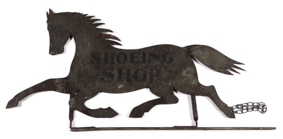 FOLK ART CUT-OUT SHEET-IRON / TIN RUNNING HORSE SILHOUETTE FARRIER TRADE SIGN
