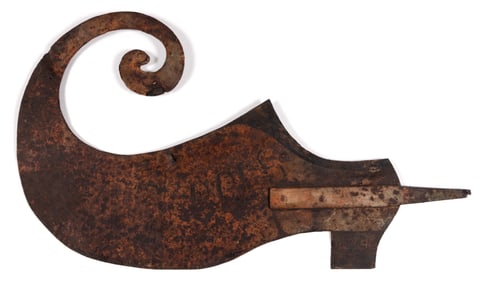 FOLK ART CUT-OUT FIGURAL COBBLER'S TIN TRADE SIGN