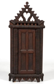 AMERICAN FOLK / TRAMP ART DIMINUTIVE / CHILD'S CORNER CUPBOARD