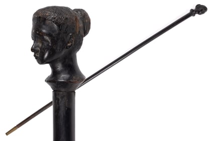 FOLK ART CARVED HARDWOOD CANE