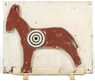 AMERICAN FOLK ART PAINTED CAST-IRON CARNIVAL SHOOTING TARGET