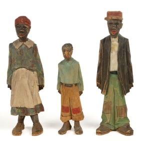 ADRIAN R. WOODALL (MISSOURI / FLORIDA, 1888-1969) SOUTHERN BLACK AMERICANA FOLK ART CARVED AND