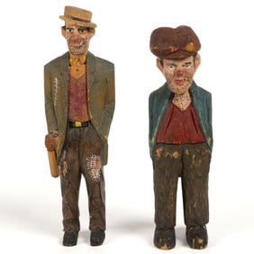 PENNSYLVANIA JAILHOUSE FOLK ART CARVED AND PAINTED FIGURES, LOT OF TWO
