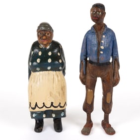 TOM BROWN (PLEASANT HILL, TENNESSEE, 1884-1947) BLACK AMERICANA FOLK ART CARVED AND PAINTED FIGURES,