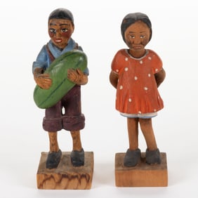 TOM BROWN (PLEASANT HILL, TENNESSEE, 1884-1947) BLACK AMERICANA FOLK ART CARVED AND PAINTED FIGURES,