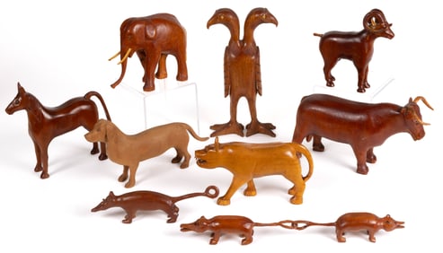 ROANOKE CO., VALLEY OF VIRGINIA FOLK ART CARVED FIGURES, LOT OF NINE