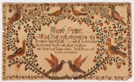 EXTREMELY RARE AND IMPORTANT, PENDLETON CO., VIRGINIA (NOW WEST VIRGINIA) FRAKTUR