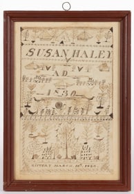 MAINE FOLK ART FRAKTUR-STYLE DRAWING