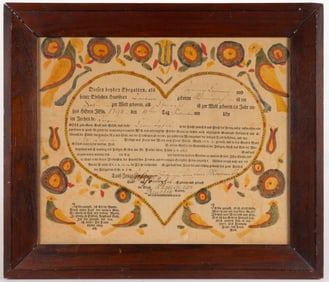 DAUPHIN CO., PENNSYLVANIA FOLK ART FRAKTUR BIRTH AND BAPTISMAL RECORD