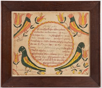 DAUPHIN CO., PENNSYLVANIA FOLK ART FRAKTUR BIRTH AND BAPTISMAL RECORD