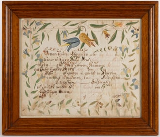 MONTGOMERY CO., PENNSYLVANIA FOLK ART BIRTH AND BAPTISMAL FRAKTUR