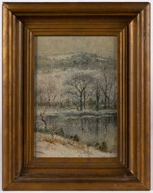 MARY B. LEISZ (BERKS CO., PENNSYLVANIA, 1876-1935) "FROM THE STUDIO WINDOW" WINTER LANDSCAPE