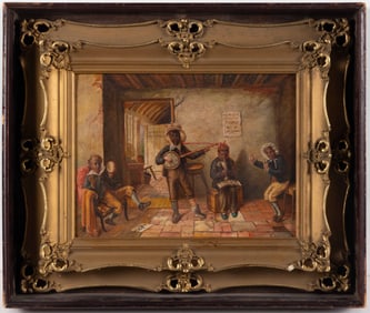 AMERICAN OR BRITISH SCHOOL (19TH CENTURY) FOLK ART GENRE PAINTING