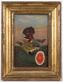 AMERICAN SCHOOL (19TH CENTURY) FOLK ART BLACK AMERICANA PAINTING