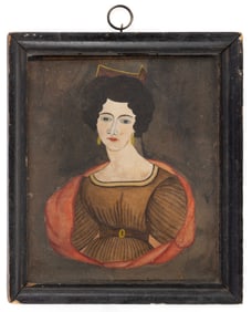 AMERICAN SCHOOL (19TH CENTURY) FOLK ART MINIATURE PORTRAIT