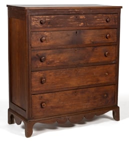 AUGUSTA CO., SHENANDOAH VALLEY OF VIRGINIA FEDERAL WALNUT CHEST OF DRAWERS
