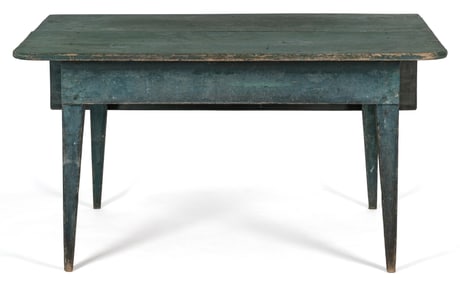 ROCKINGHAM CO., SHENANDOAH VALLEY OF VIRGINIA, PAINTED YELLOW PINE AND POPLAR FARM / WORK TABLE