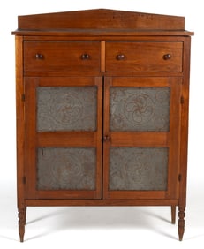 SHENANDOAH VALLEY OF VIRGINIA WALNUT PUNCHED-TIN-PANELED FOOD / PIE SAFE