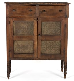 ALLEGHANY CO., VALLEY OF VIRGINIA, WALNUT PUNCHED-TIN-PANELED FOOD / PIE SAFE