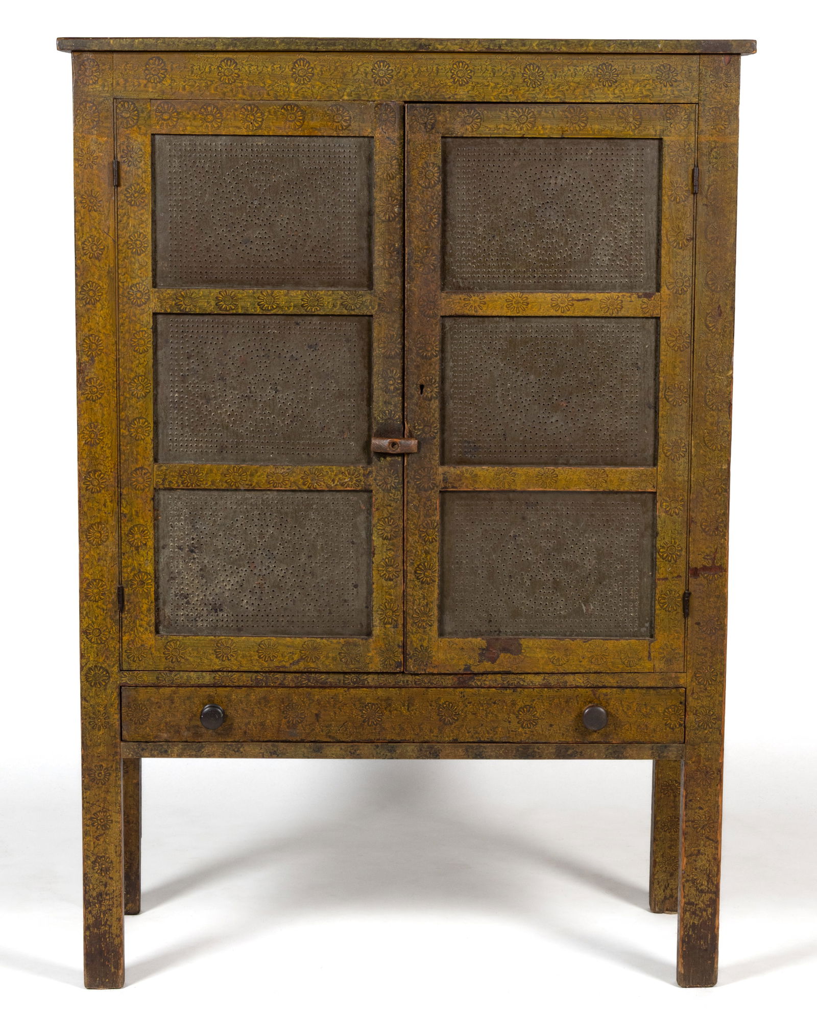 SOUTHERN PAINTED CHILD'S LADDERBACK ARMCHAIR: SOUTHERN PAINTED CHILD'S LADDERBACK ARMCHAIR, maple and white oak / hickory, the three-slat back with turned posts capped with a distinctive turned finial, two turned arms connect to turned front post